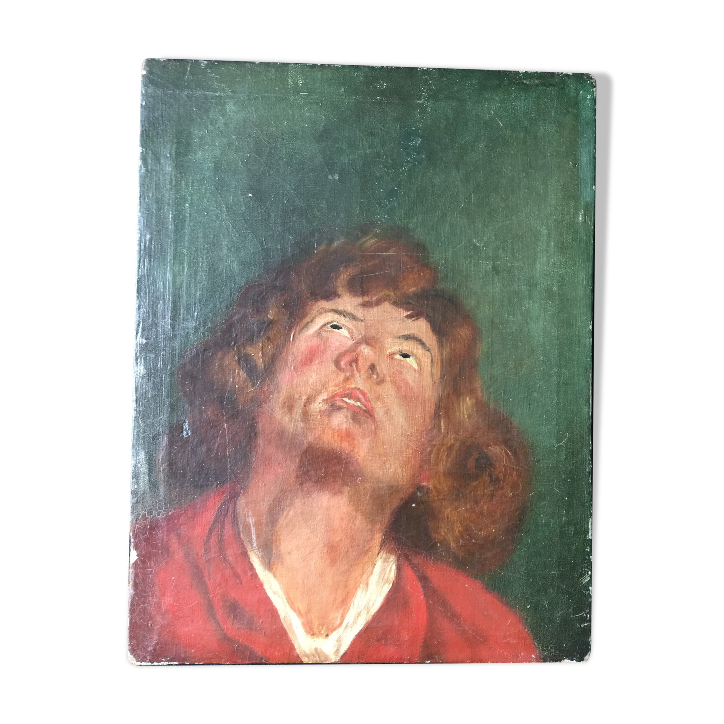 "portrait of man" oil on canvas signed mantovani 1918