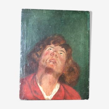 "portrait d'homme" huile sur toile signée mantovani 1918