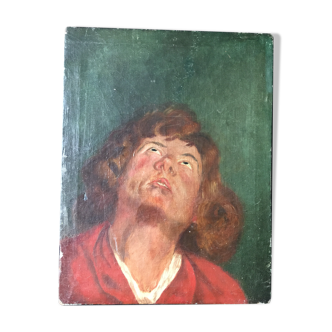 "portrait of man" oil on canvas signed mantovani 1918