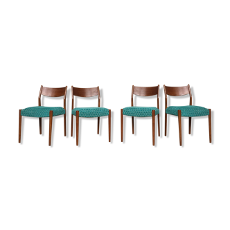 Scandinavian 4 series in teak and psychedelic fabric 1950