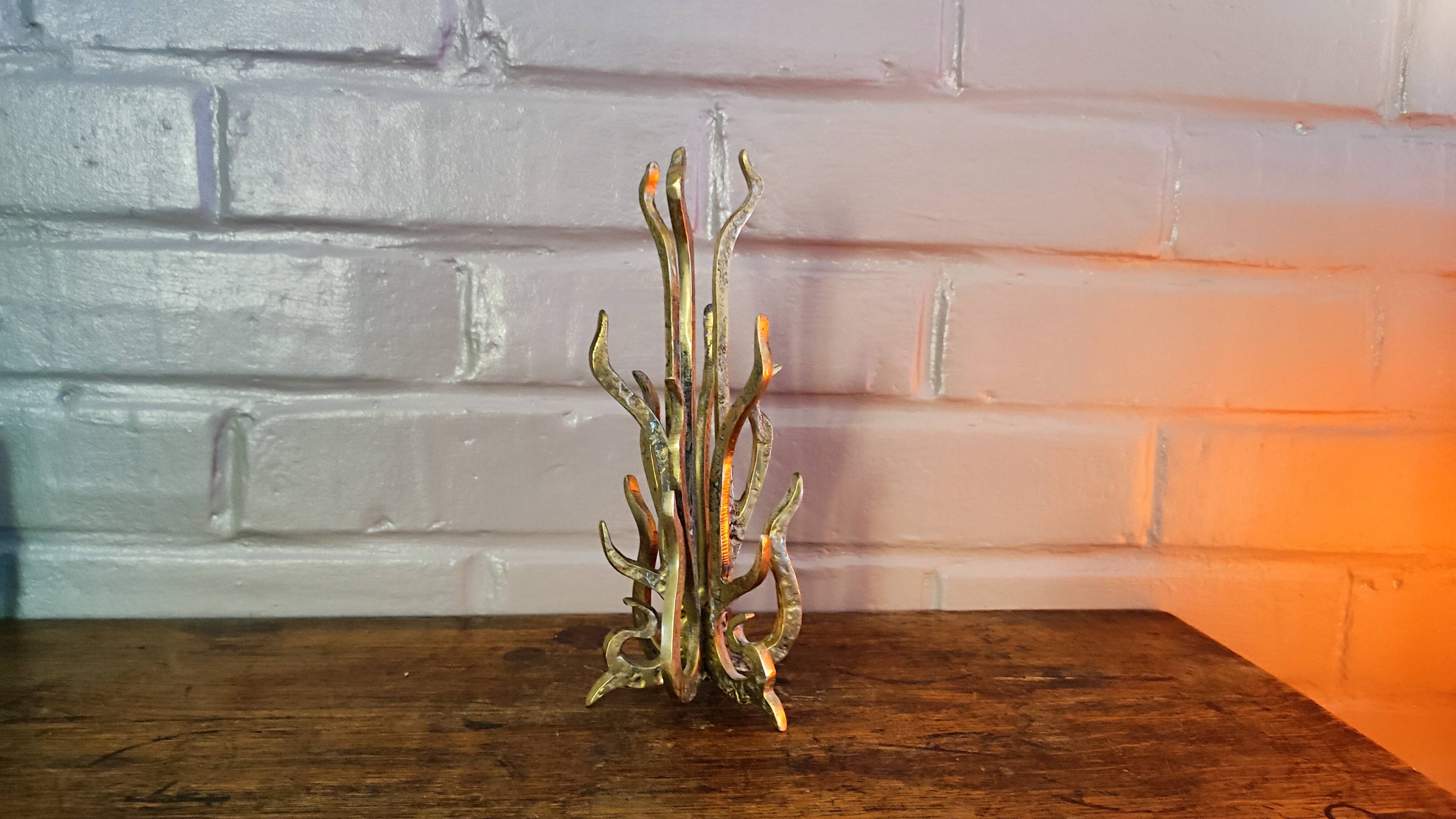 Brutalist Bronze Sculpture Candle Holder or Vase by Heinz Goll