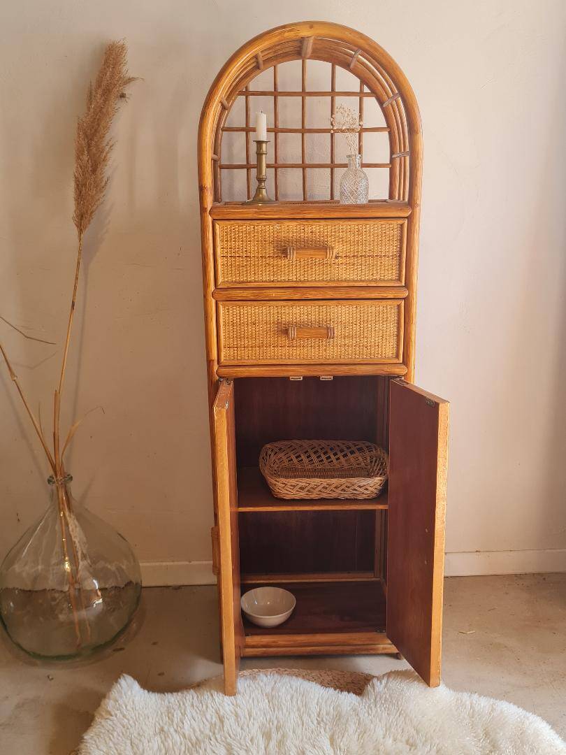 Vintage rattan wardrobe