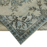 Handmade turkish 1970s 182 cm x 296 cm blue carpet