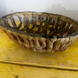 Vintage woven ceramic basket / empty pocket 19 / 25 cm