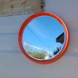 Vintage round plastic orange mirror