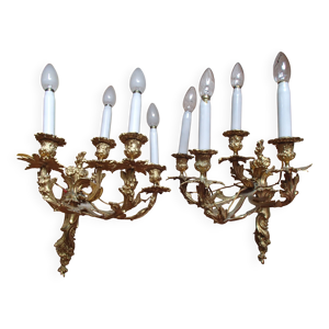 paire d'appliques 4 branches - bronze