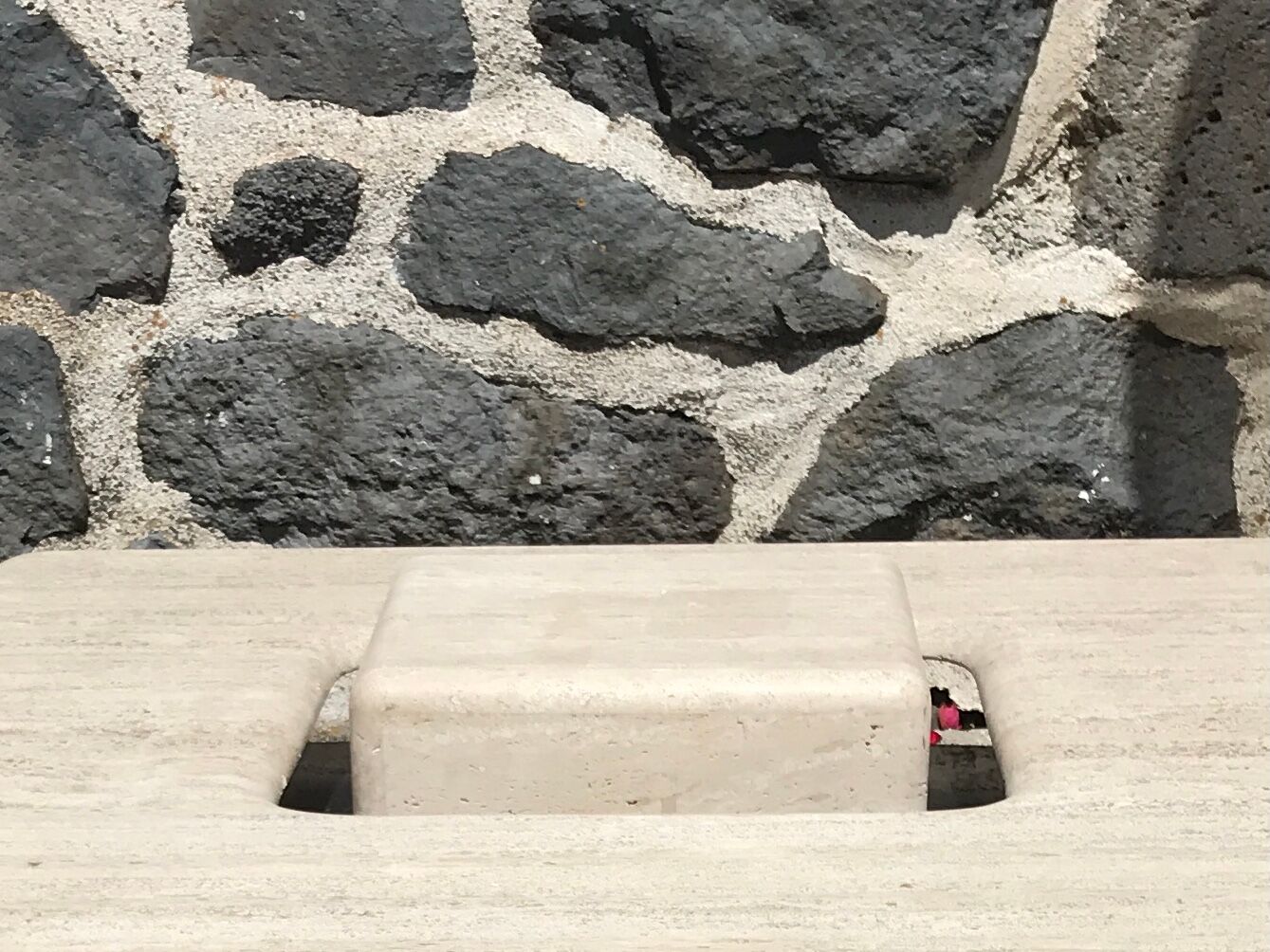 Sculptural travertine coffee table