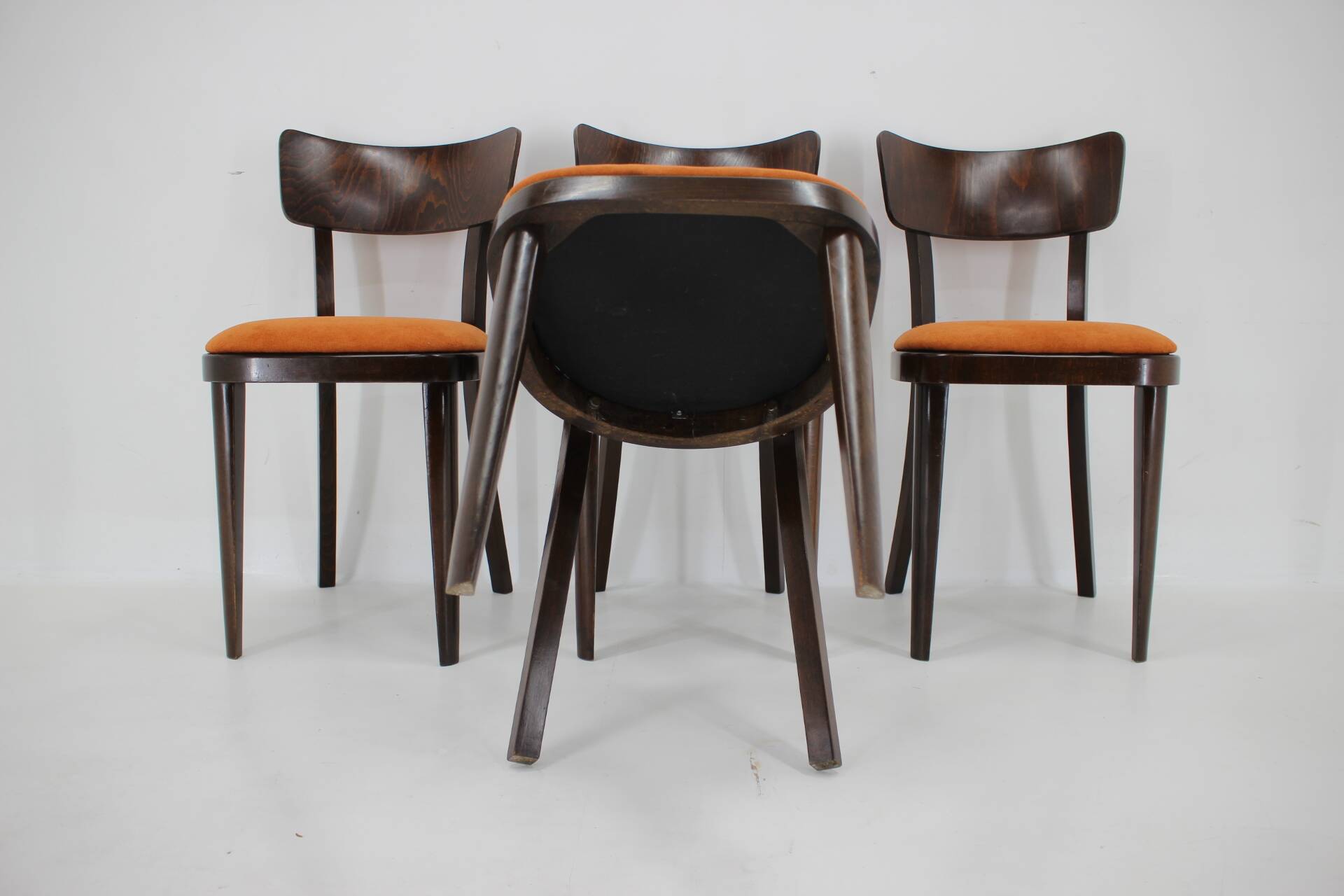 1950s Set of Four Restored Dining Chairs, Czechoslovakia