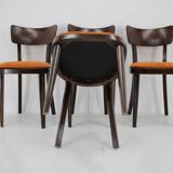 1950s Set of Four Restored Dining Chairs, Czechoslovakia
