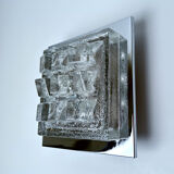 Sculptural Wall Lamp Vintage 60s, Glass and Chrome