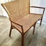 Vintage rattan armchair bench