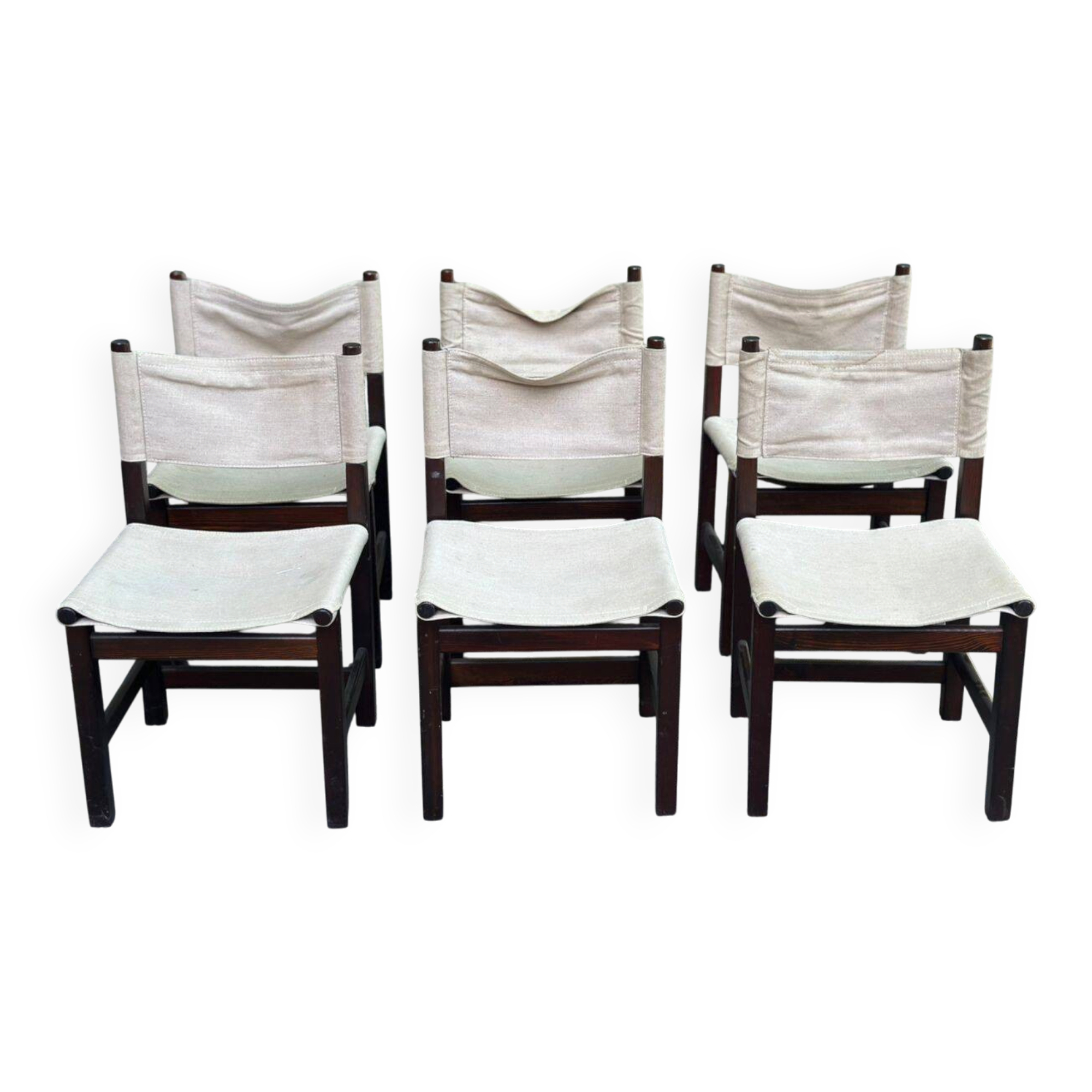 6 Scandinavian design safari dining chairs from the 1960s.