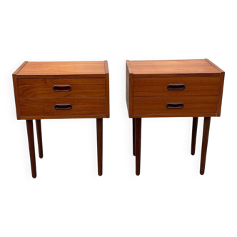 Set of 2 modernist Danish teak bedside tables, 1964