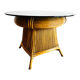 Table en rotin bambou et verre fumée