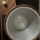 Danish teak wood ice bucket with brass handles, 1950s design