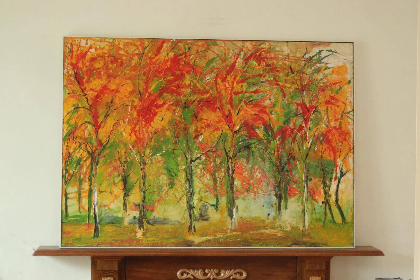 Oil on panel "Autumn Forest" by Bodin