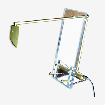 Brass and plexiglass desk lamp - Italian design - 60s
