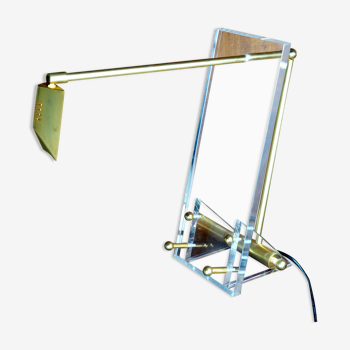 Lampe de bureau en laiton et plexiglas - design italien - années 60