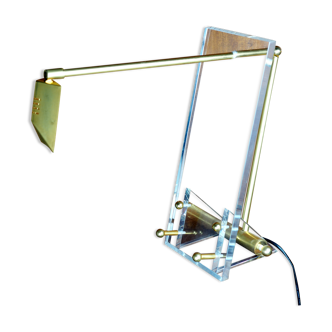 Brass and plexiglass desk lamp - Italian design - 60s