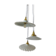 Three-light cascading pendant lamp with vintage white opaline lampshade