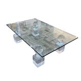 70s glass and lucite coffee table