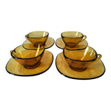 4 cups and saucers VERECO amber
