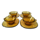 4 cups and saucers VERECO amber