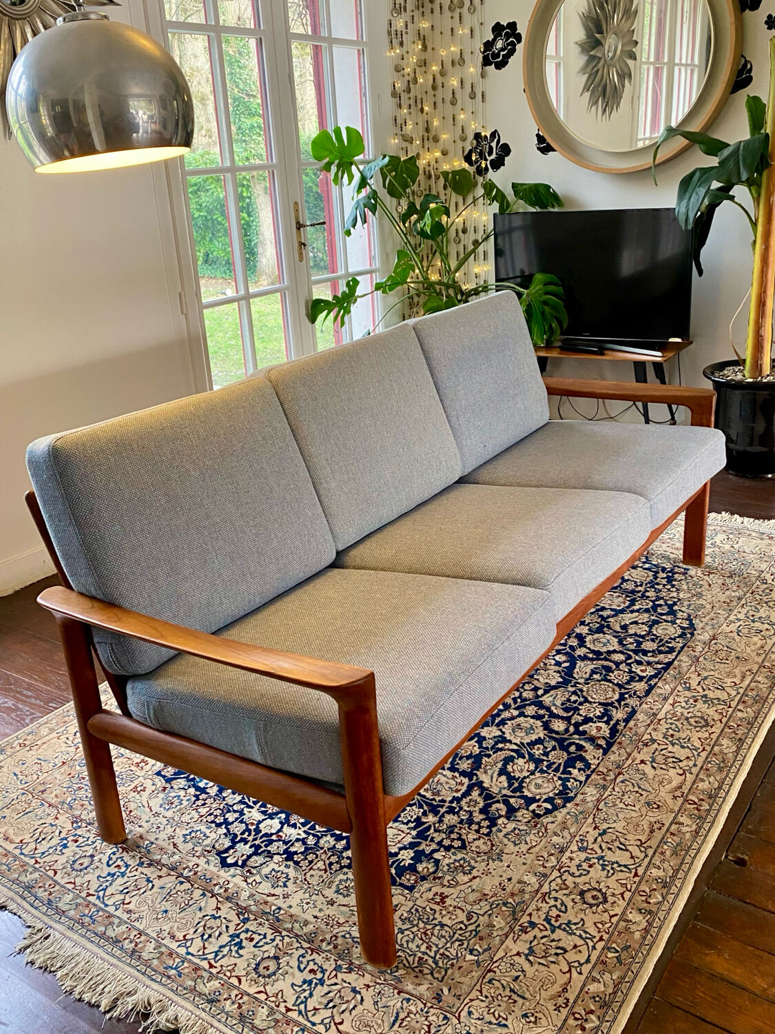 Danish teak three-seater sofa – 1960s
