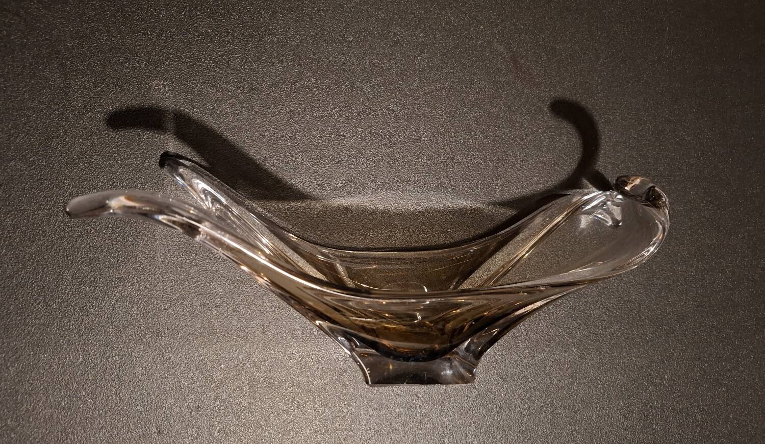 Smoked glass catchall from the seventies.