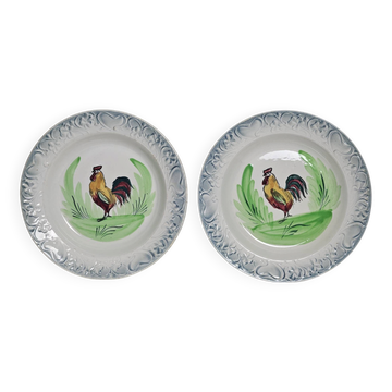 Paire d'Assiettes creuses décorative coq st Amand vintage