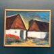 Original Mid Century Swedish Oil On Panel – “Houses” By K. G. Nilsson – Vintage & Framed