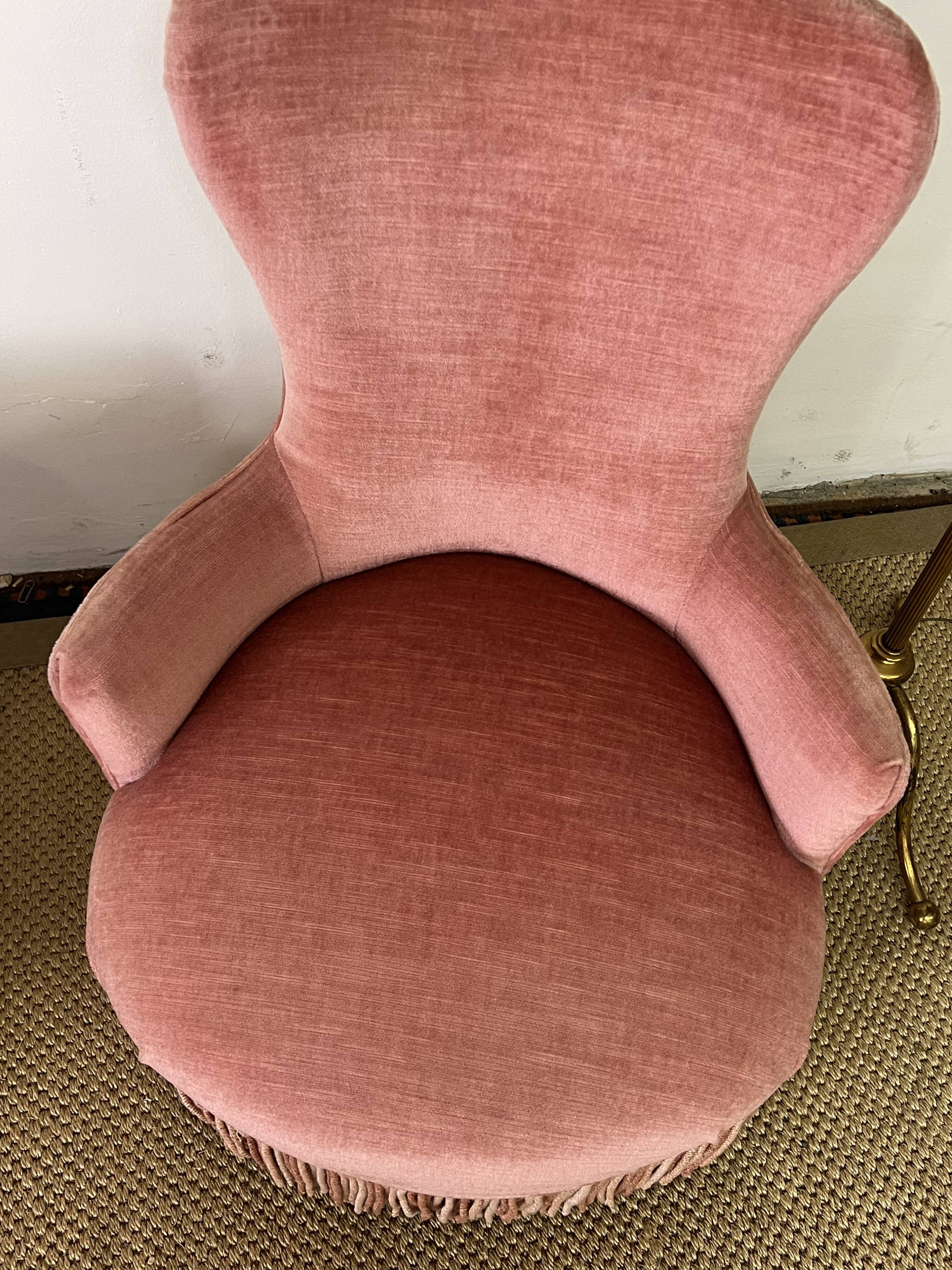 Paire de fauteuils crapaud rose poudré