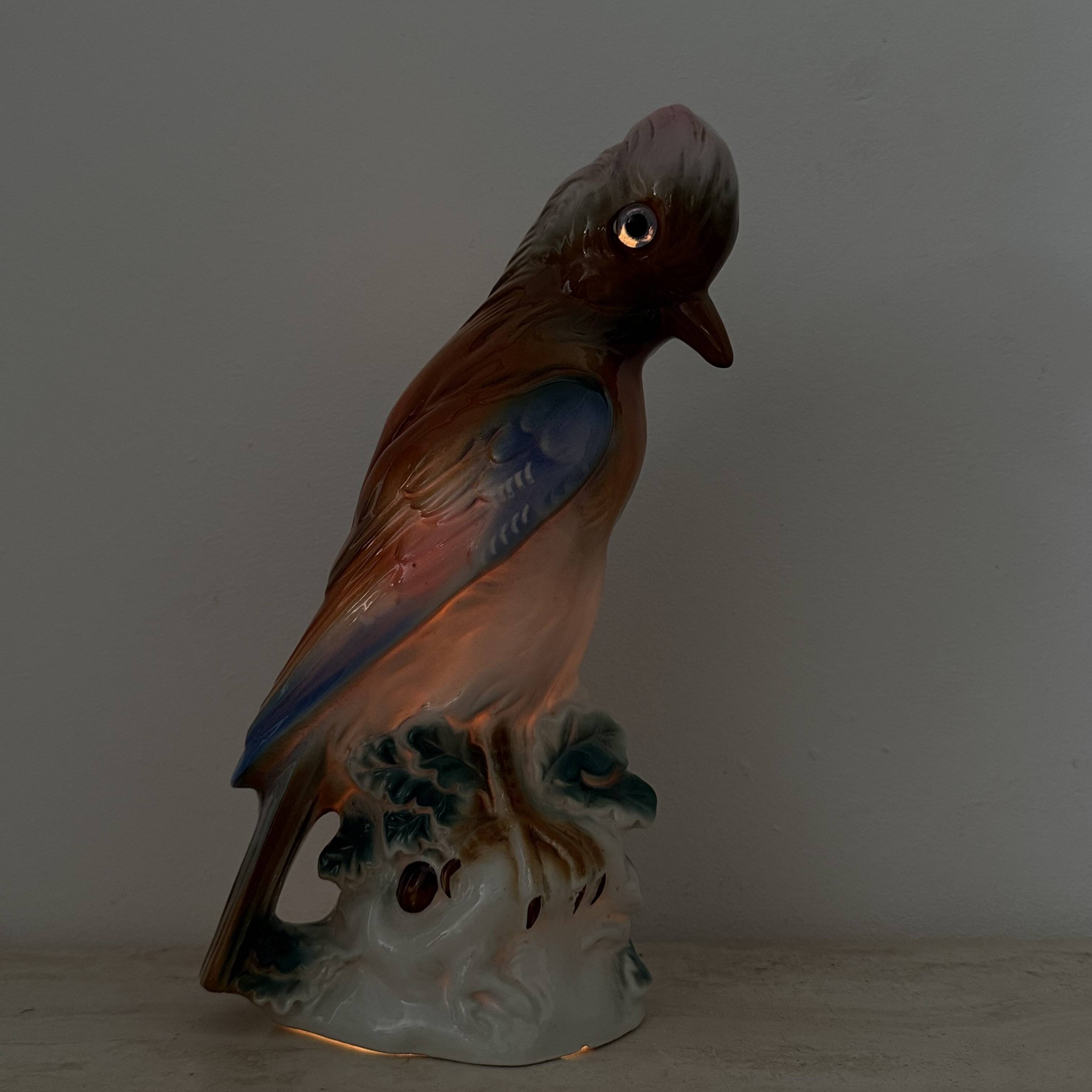 Vintage porcelain Parfume lamp bird , 1950s