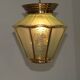 French Vintage Art Deco Glass Ceiling Light Green Frosted & Patterned Glass