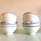 Set of six white bowls with blue edging from the Sarreguemines faience factories / vintage 70s