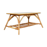 Coffee table wood and rattan 1950s