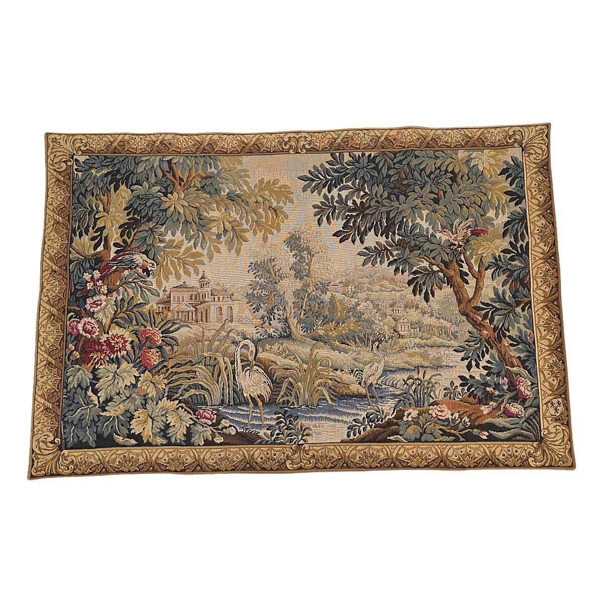 Tenture murale vintage de style Aubusson par Jules Pansu, années 1970/80
