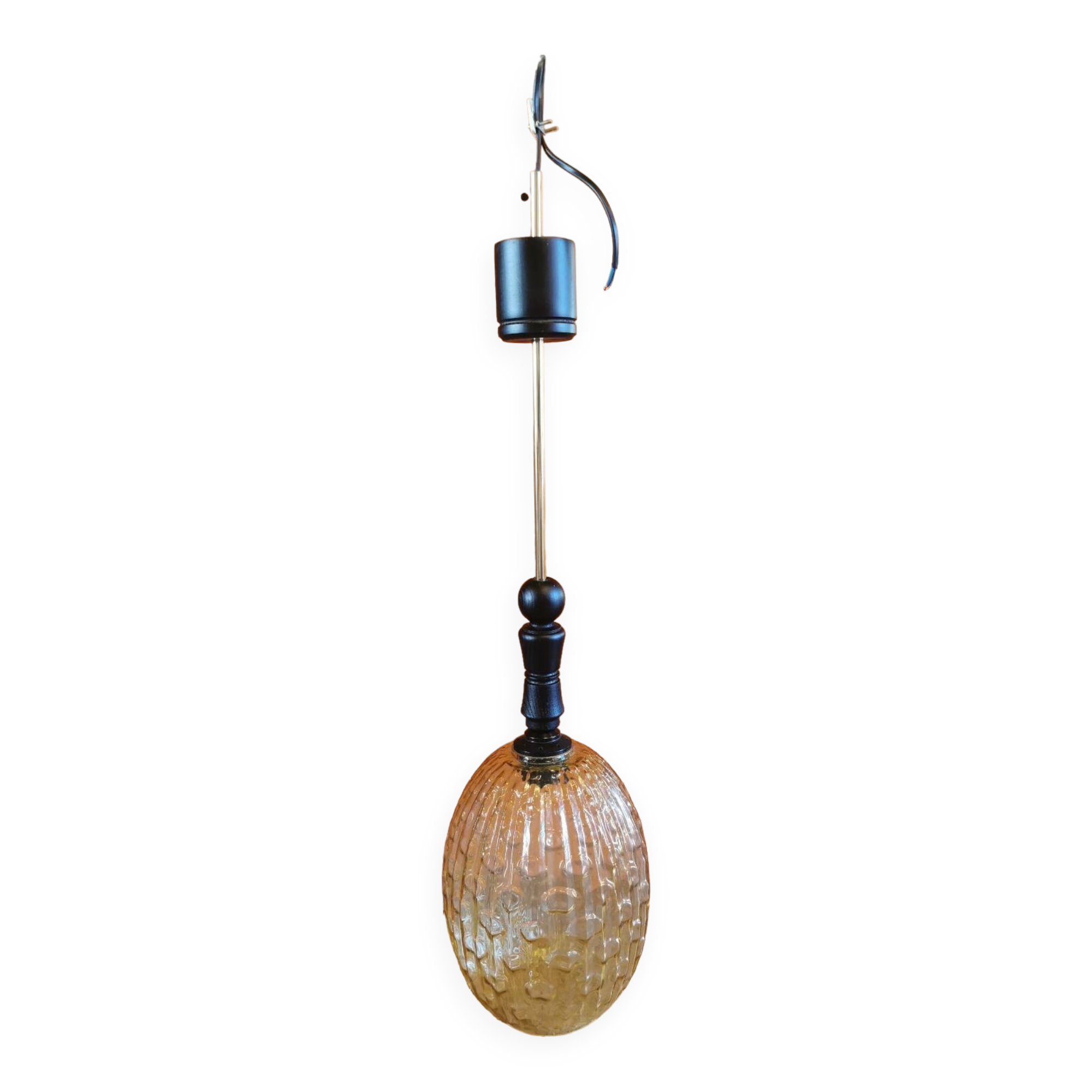 Vintage amber glass pendant light