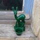 Vintage statue 50/60 Biche Lemanceau St Clément dark green ceramic
