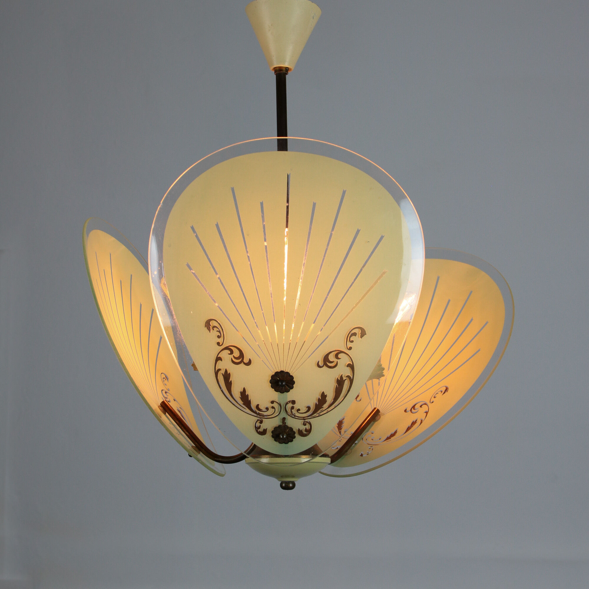 Vintage murano glass pendant light, 1950s