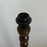 Pied de lampe de sol en bois tourné , 1980