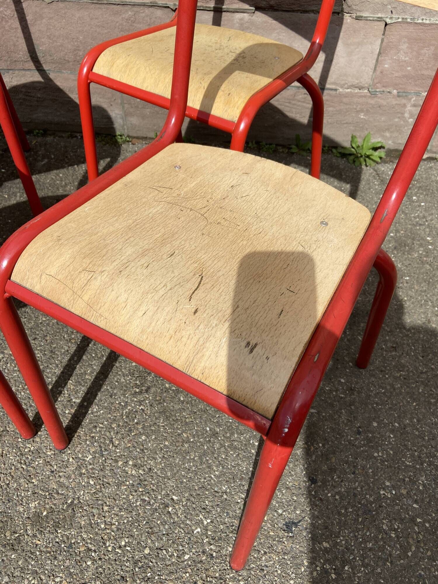 Set of 4 school chairs 70s