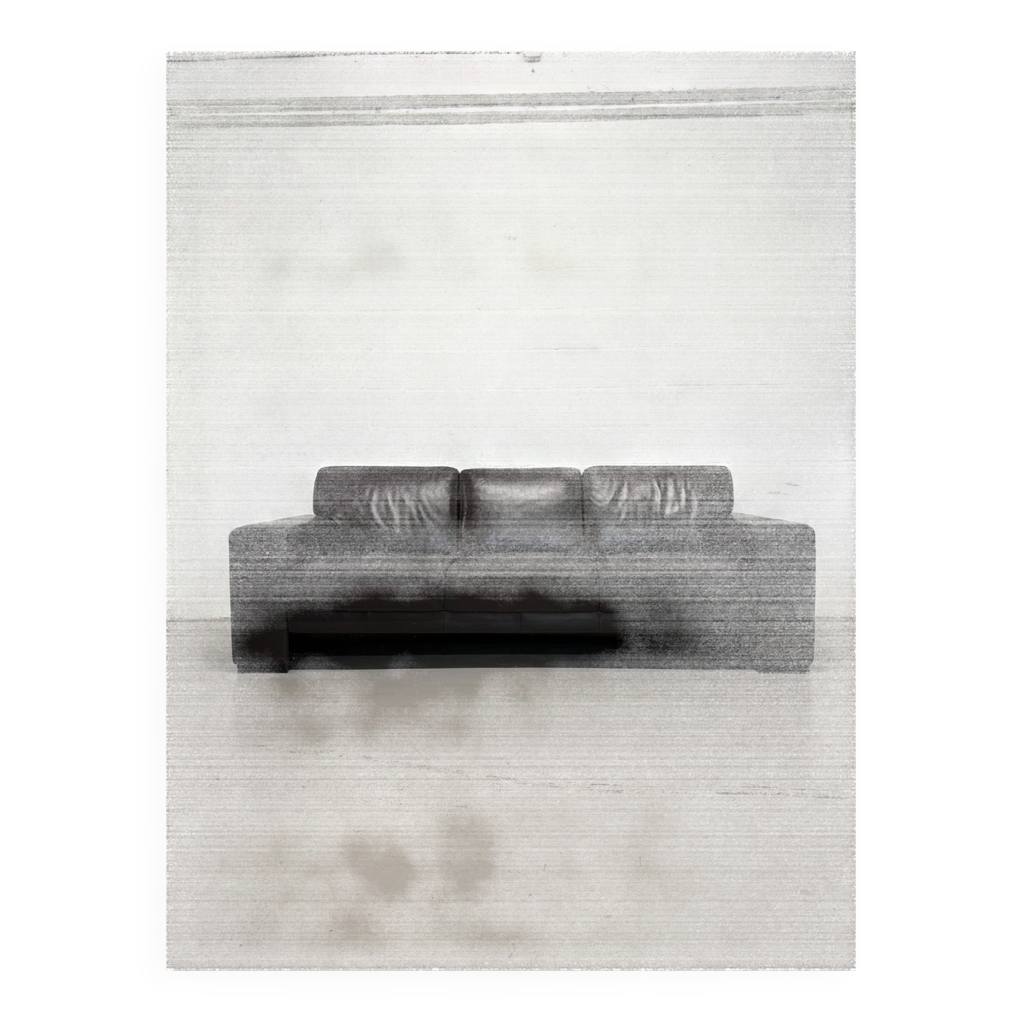 Vintage 3-seater brown leather sofa, 210 cm