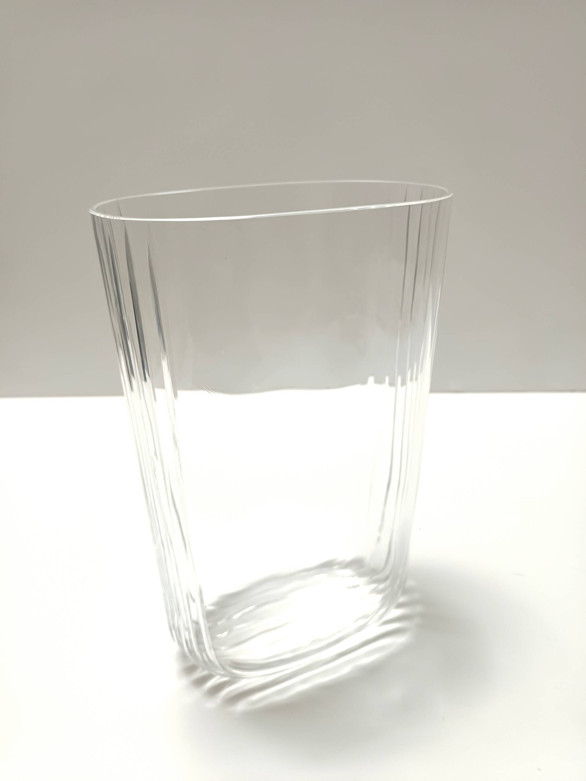 Rectangular Transparent Murano Glass Vase by Carlo Moretti, Signed, Italy 1990s