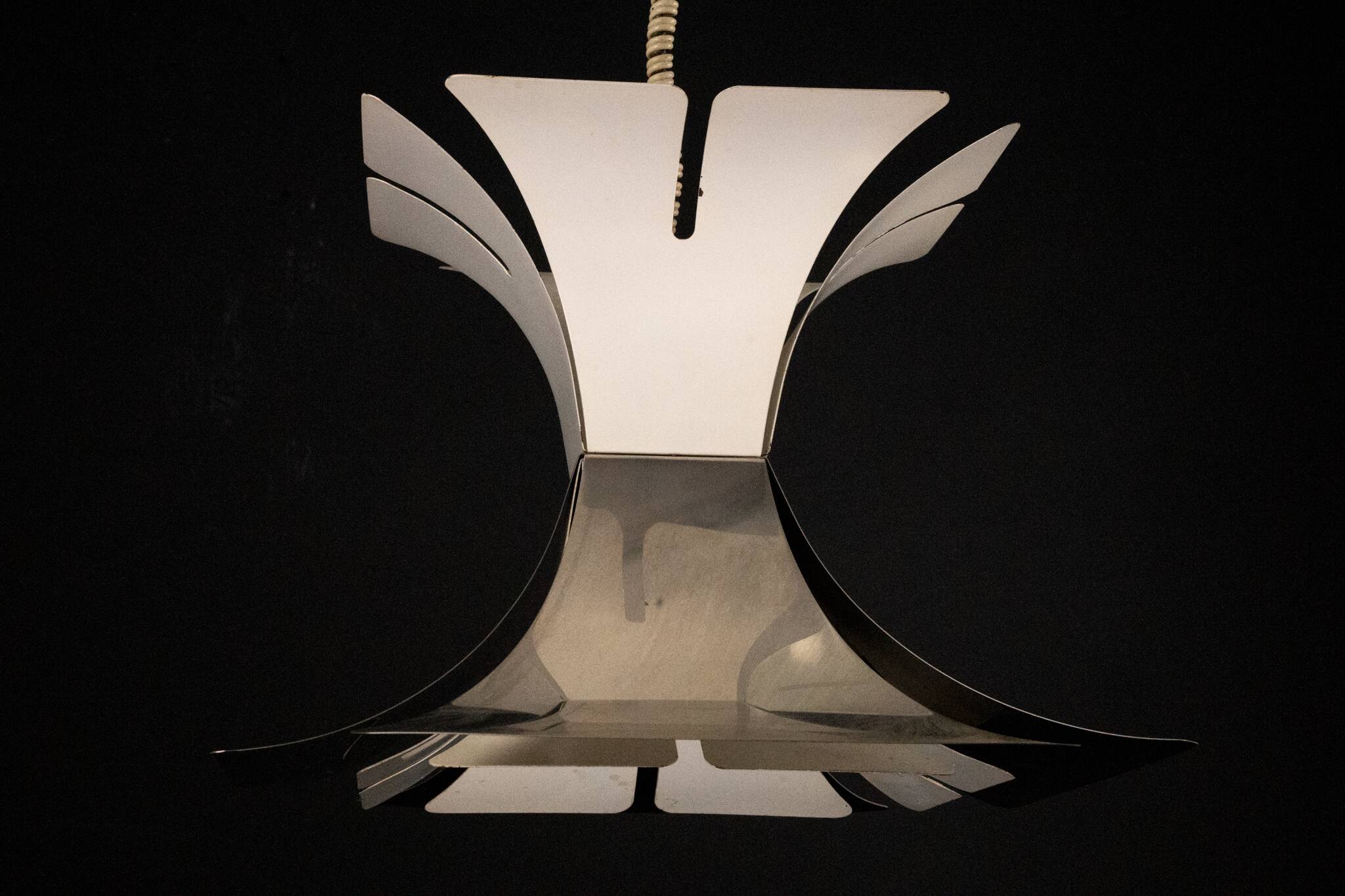 1970s Goffredo Reggiani Style Lacquer & Chrome Chandelier