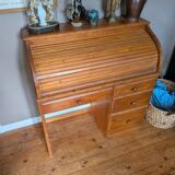 Cylinder Desk in Solid Pine - Careful Restoration - Bohemian Style