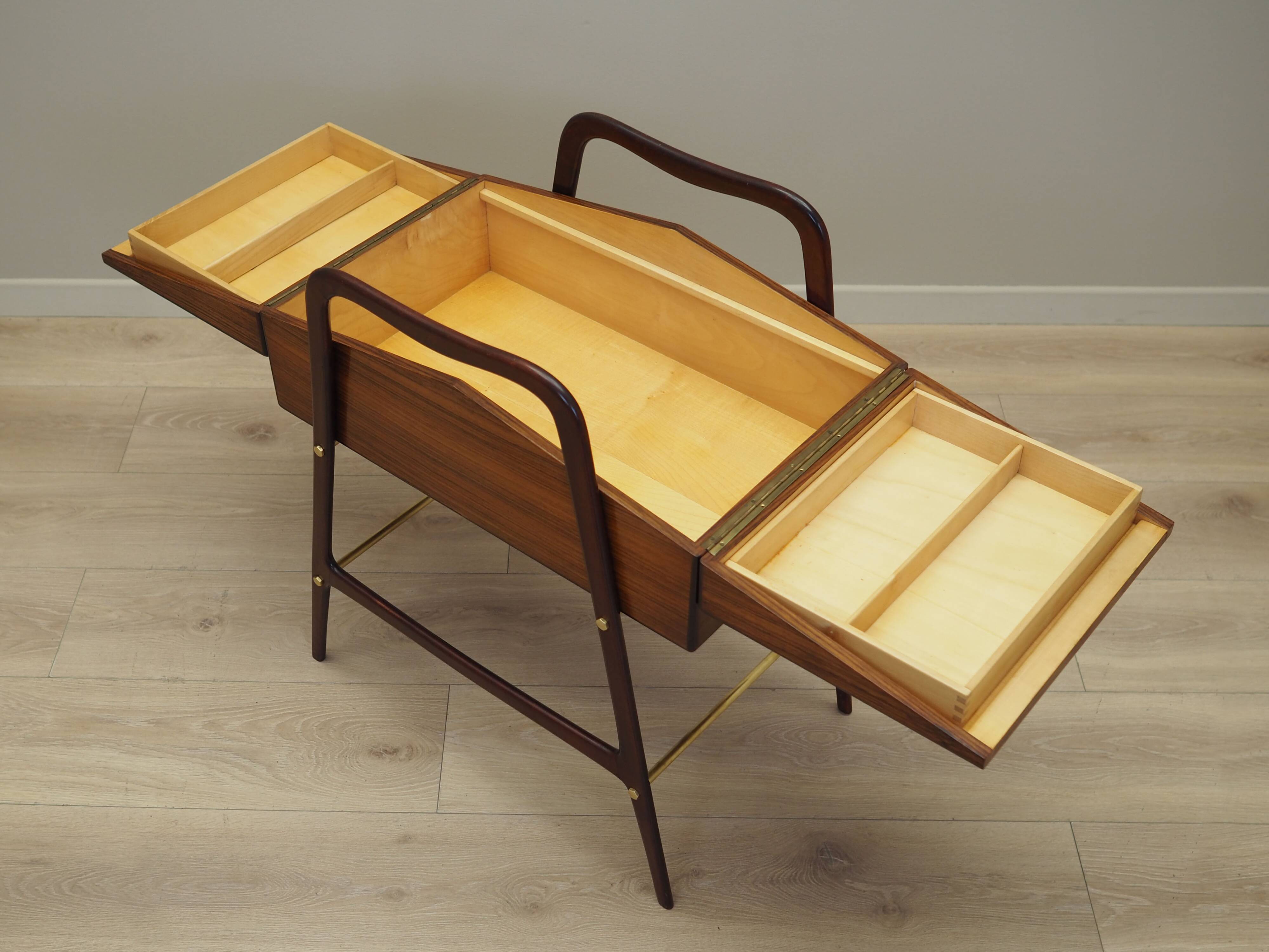 Walnut sewing table, Italian design, 1970s, production: Italy
