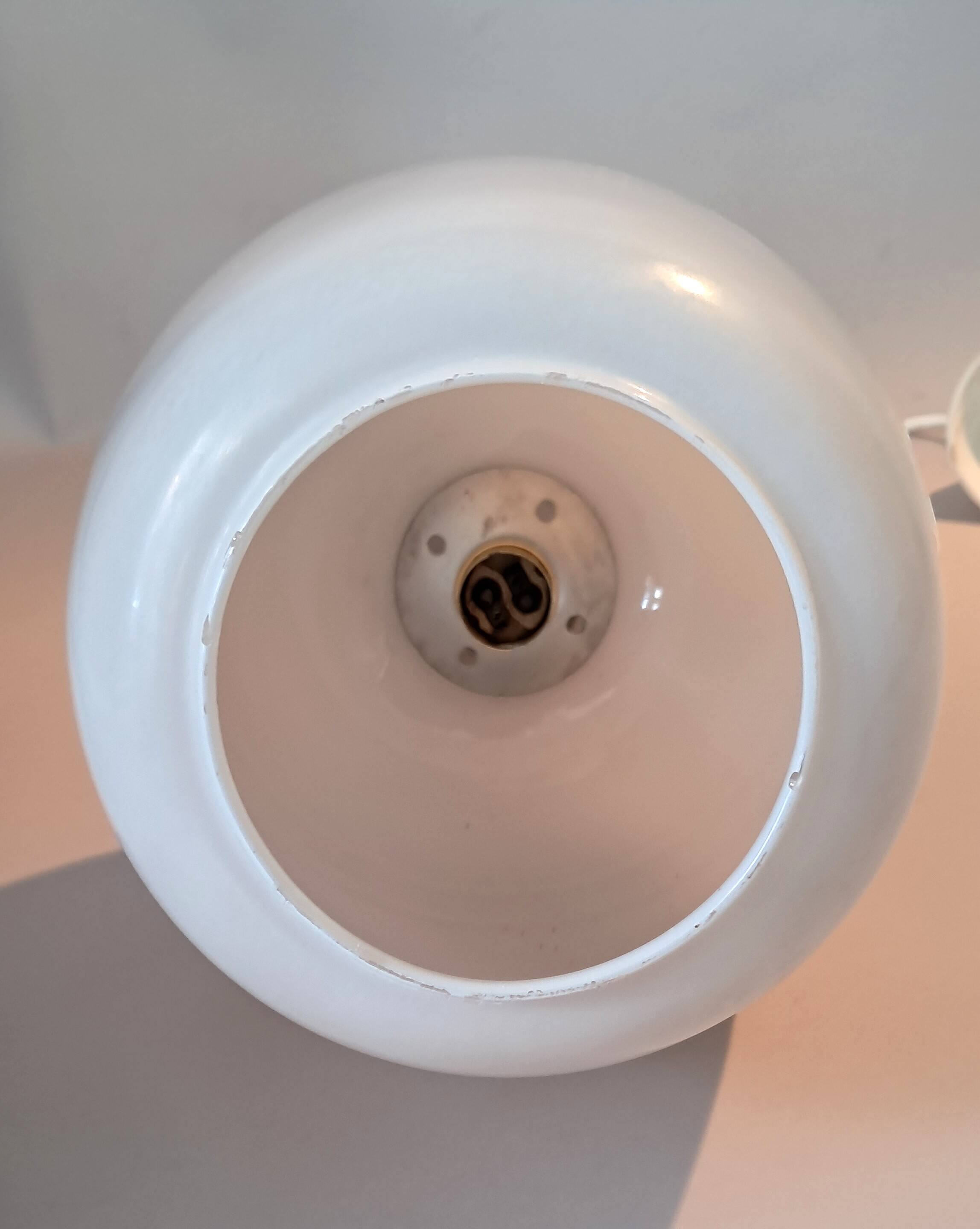 Suspension Louis Kalff  teck et opaline blanche 1950/1960.