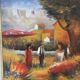 Old Oil Painting Canvas Landscape Peasant Work Provence