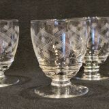 6 anciens verres à liqueur en cristal gravé ciselé art déco